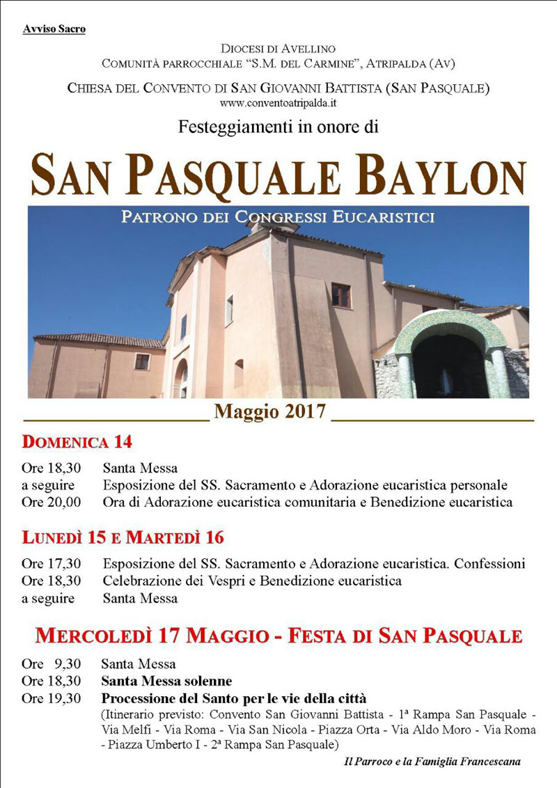 Festa di San Pasquale Baylon 2017